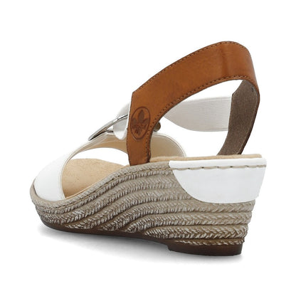 Rieker 624H6-81  Ladies White Wedge Sandal