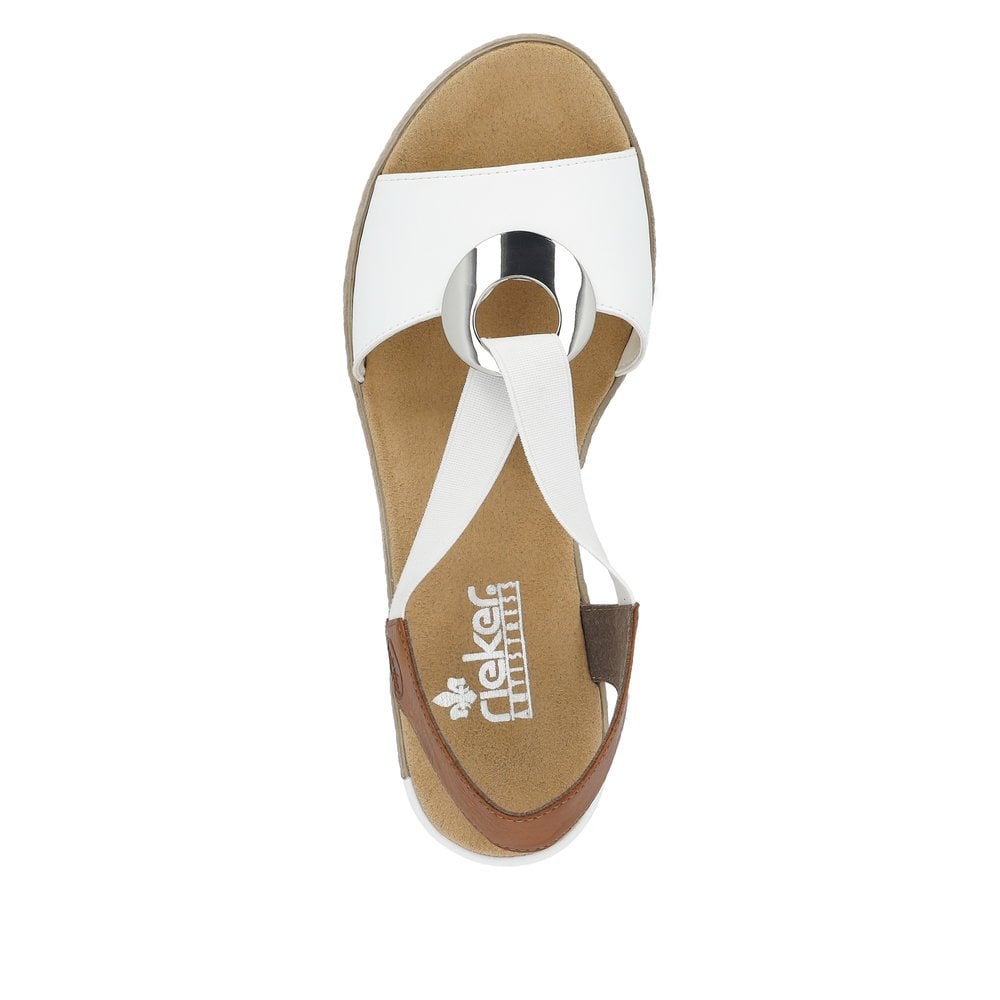 Rieker 624H6-81  Ladies White Wedge Sandal