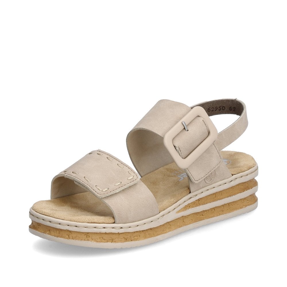 Rieker Ladies 62950-62 Beige Wedge Sandal