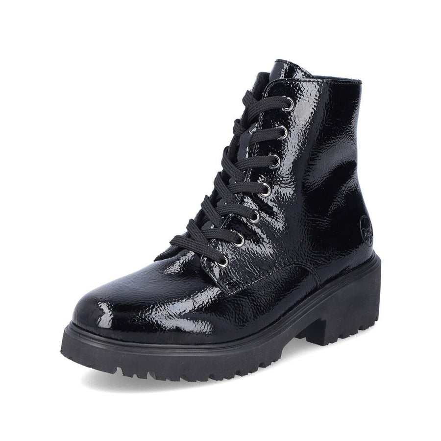 Rieker 76002-00 Ladies Black Patent Ankle Boot