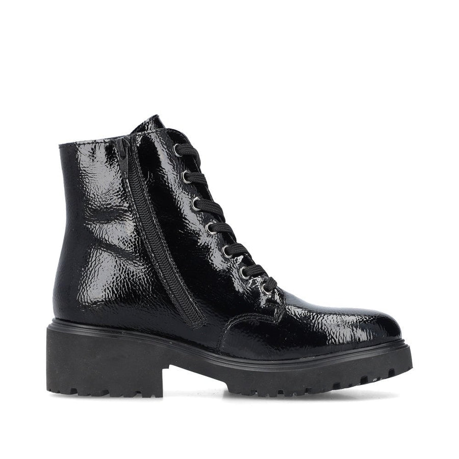 Rieker 76002-00 Ladies Black Patent Ankle Boot