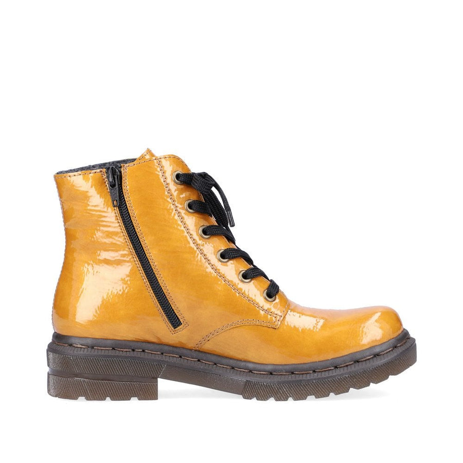 Rieker 78240-68 Ladies Yellow Patent Ankle Boots
