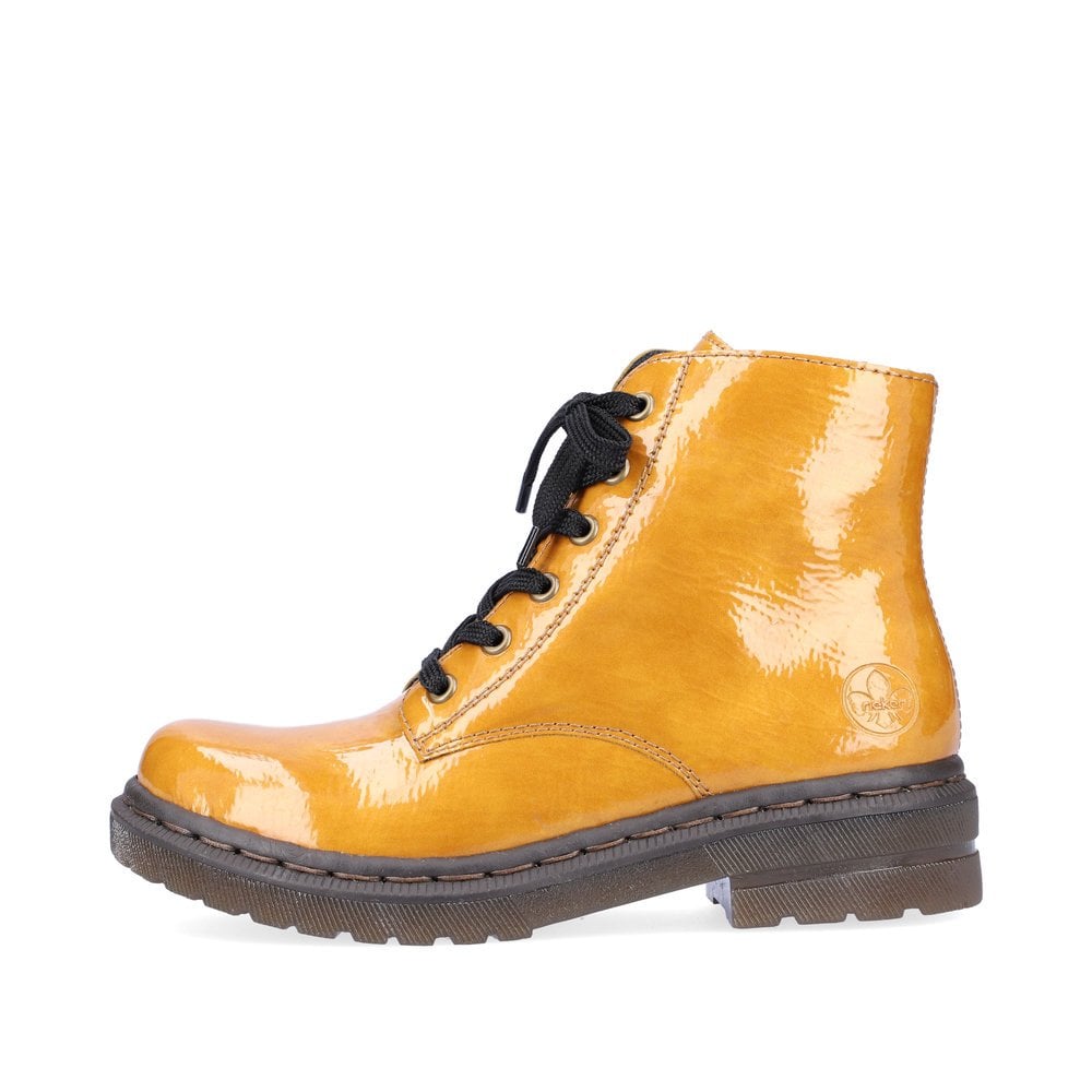 Rieker 78240-68 Ladies Yellow Patent Ankle Boots