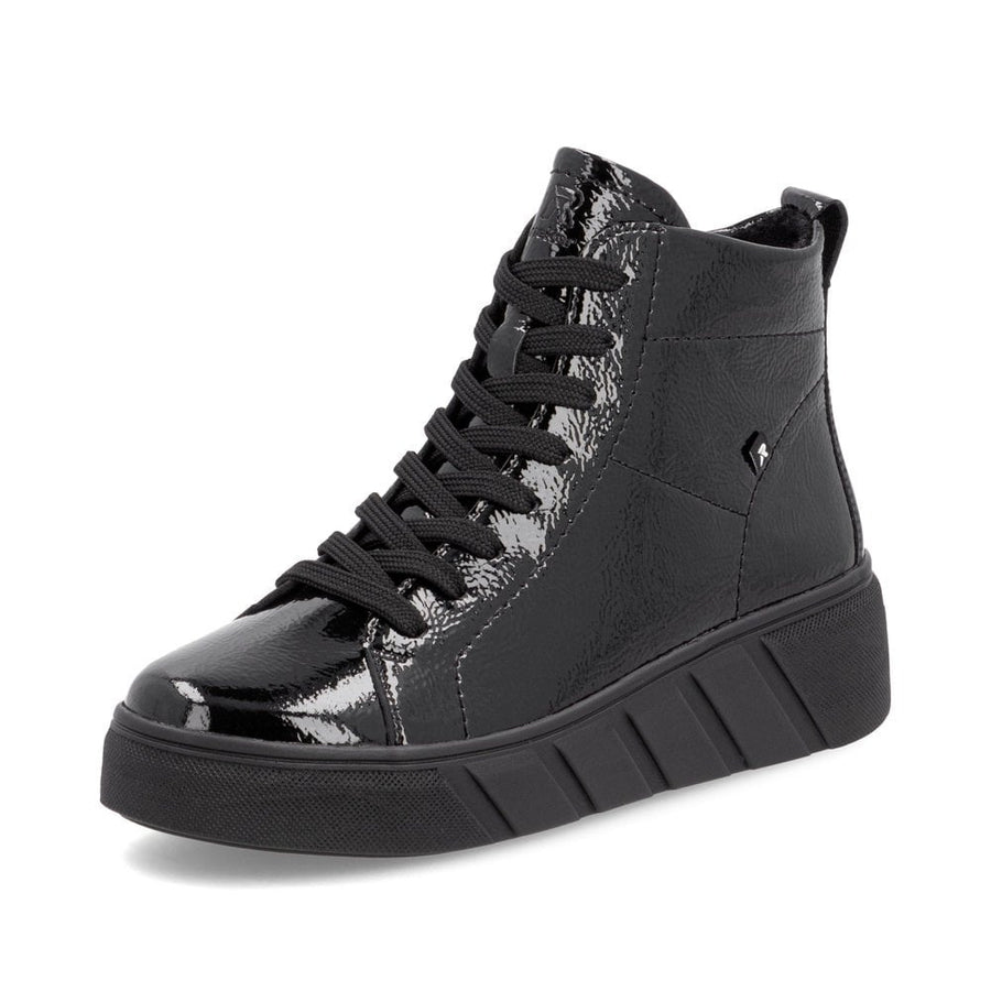 Rieker W0561-01 Ladies Evolution Black Patent Ankle Boot
