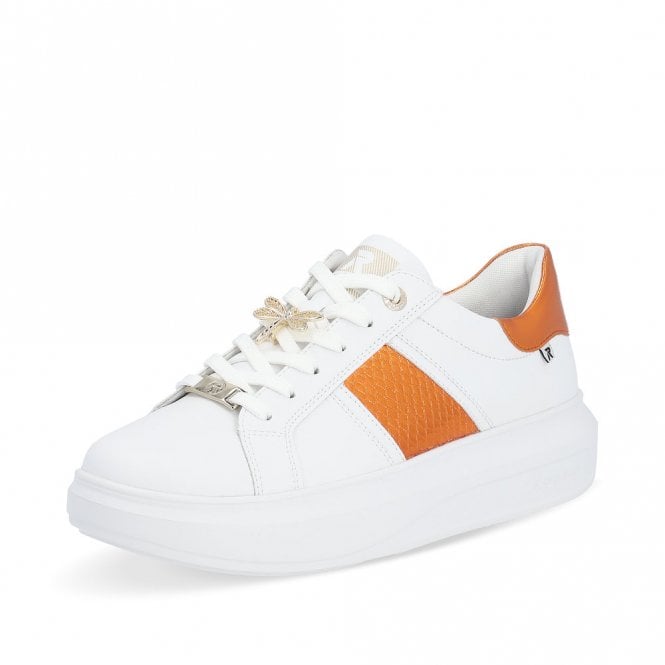 Rieker W1202-80 Ladies R Evolution White/Orange Trainer