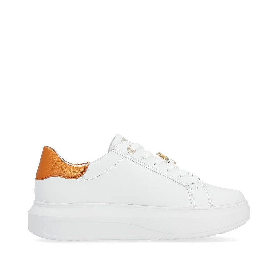 Rieker W1202-80 Ladies R Evolution White/Orange Trainer