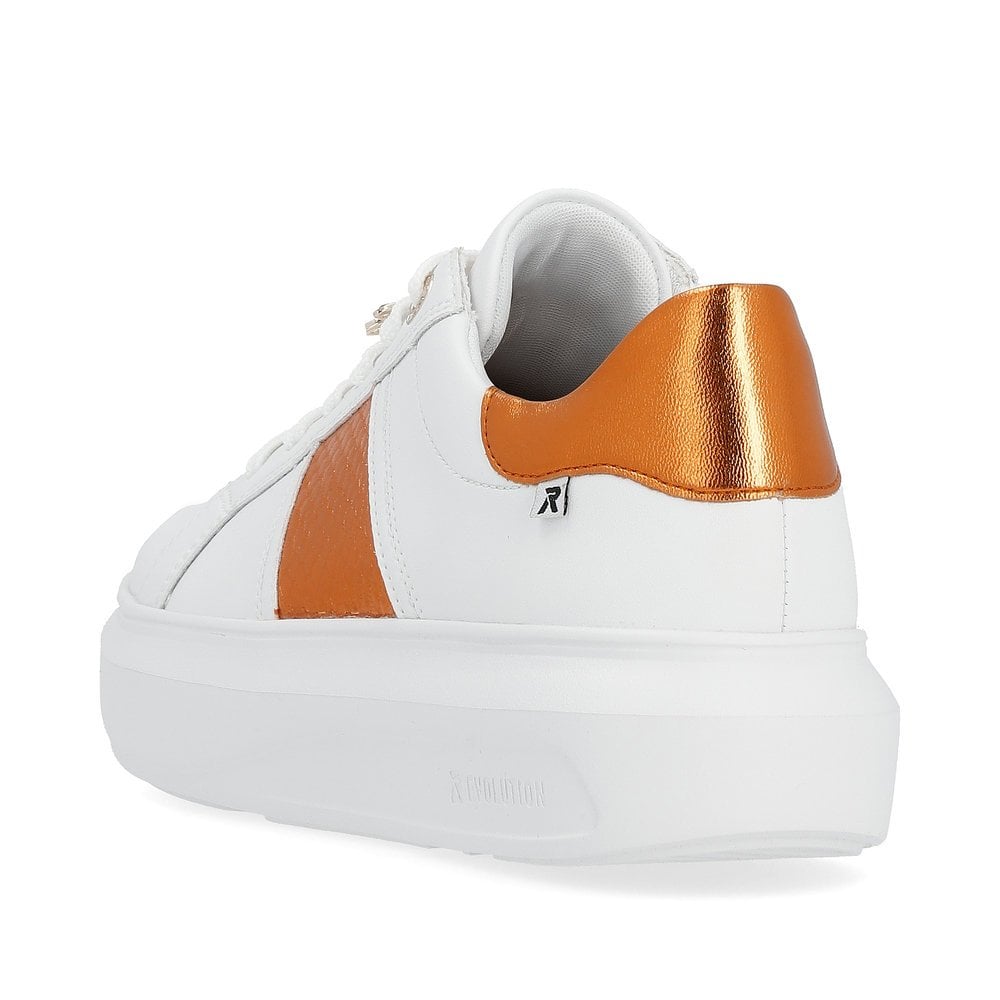 Rieker W1202-80 Ladies R Evolution White/Orange Trainer