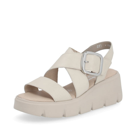 Rieker W1550-60 Ladies Evolution Beige Wedge Sandal