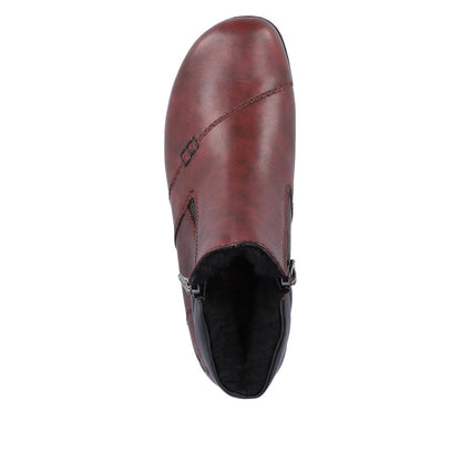 Rieker L4655-35 Ladies Red Ankle Boot