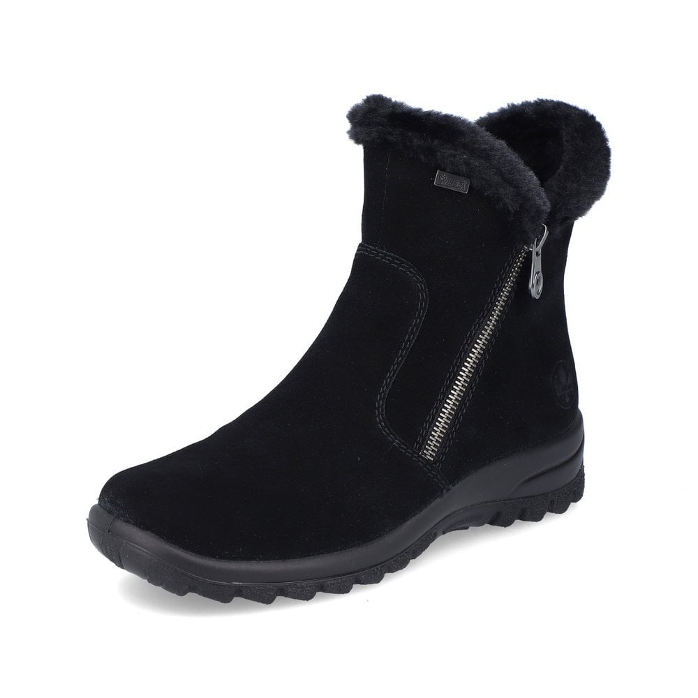 Rieker L7162-00 Ladies Fur Lined Black Boot
