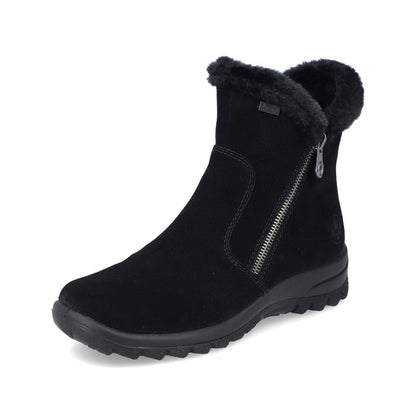 Rieker L7162-00 Ladies Fur Lined Black Boot