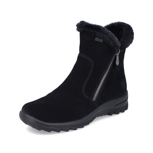 Rieker L7162-00 Ladies Fur Lined Black Boot