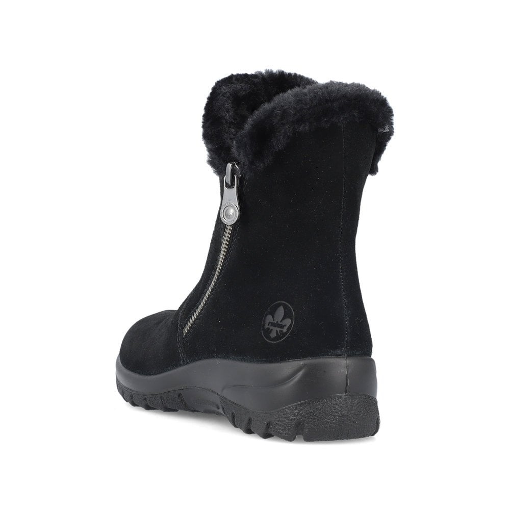 Rieker L7162-00 Ladies Fur Lined Black Boot