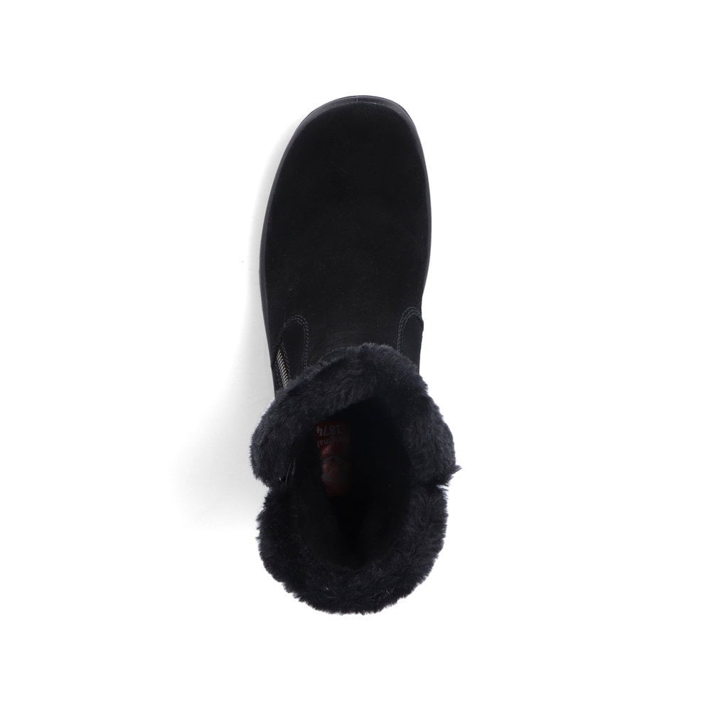 Rieker L7162-00 Ladies Fur Lined Black Boot