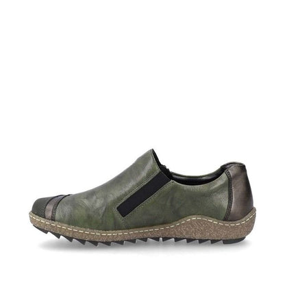 Rieker L7571-54 Ladies Green Slip On Shoe