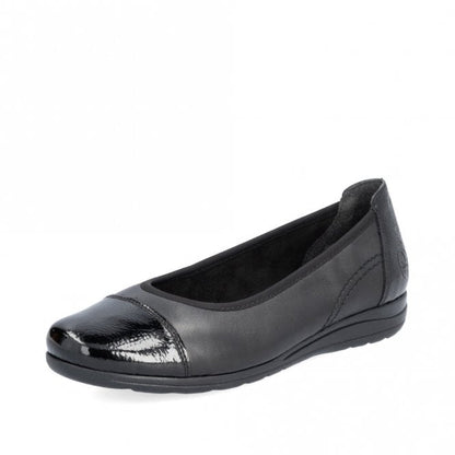 Rieker L9351=00 Ladies Black Slip On Shoe