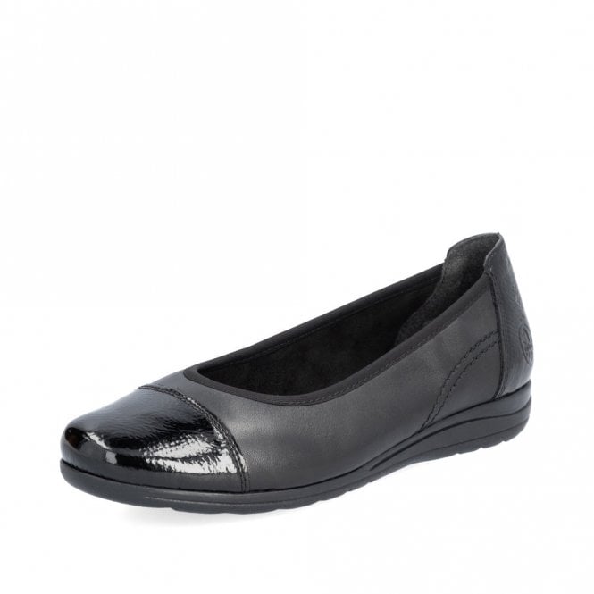 Rieker L9351=00 Ladies Black Slip On Shoe