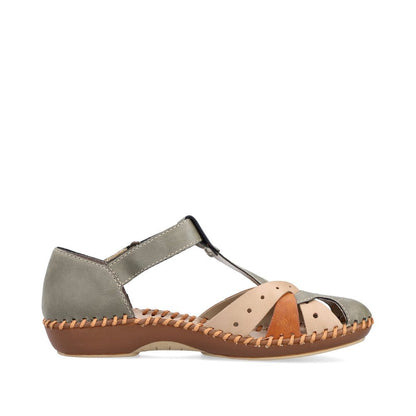 Rieker Ladies M1655-54 Green Combi Shoe