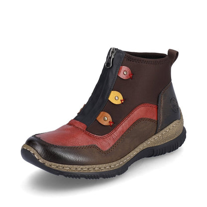 Rieker N3277 - 25 Ladies Casual Boot Brown Combii