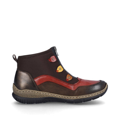 Rieker N3277 - 25 Ladies Casual Boot Brown Combii