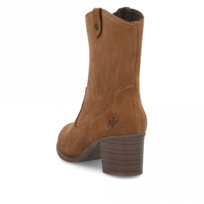 Rieker Y2057-20 Ladies Suede Brown Cowboy Boot