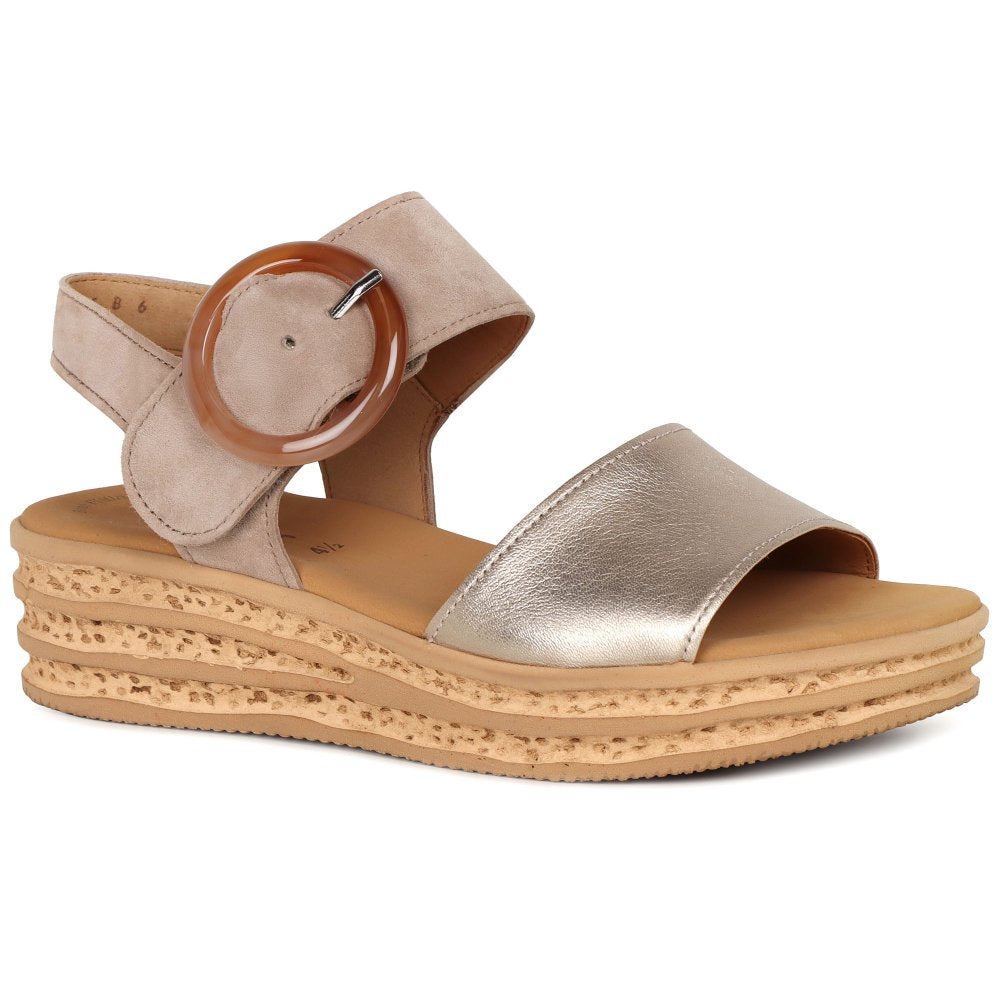 Gabor 84.550.62 Ladies Andre Puder/Rabbit Wedge Sandal