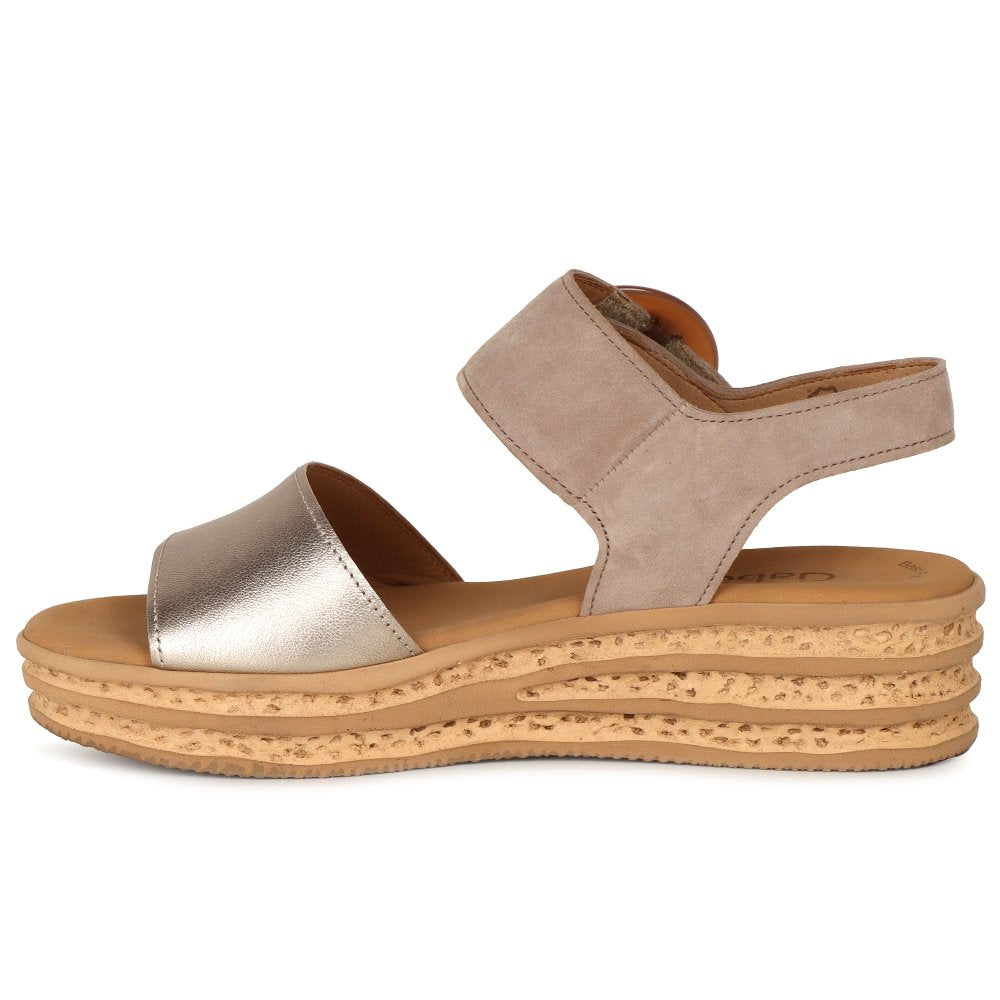 Gabor 84.550.62 Ladies Andre Puder/Rabbit Wedge Sandal
