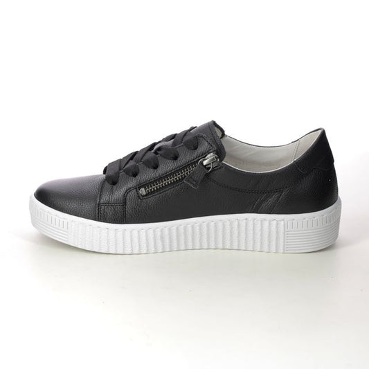 Gabor 63.334.27 Ladies Wisdom Black Leather Trainer