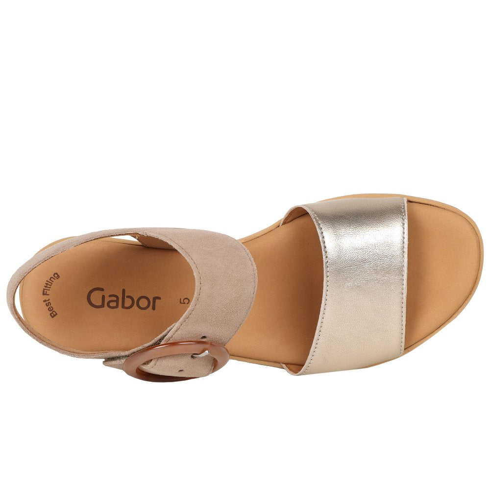 Gabor 84.550.62 Ladies Andre Puder/Rabbit Wedge Sandal