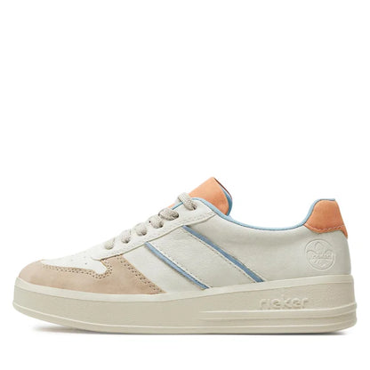 Rieker M8410-60 Ladies Swan White Lace Trainer