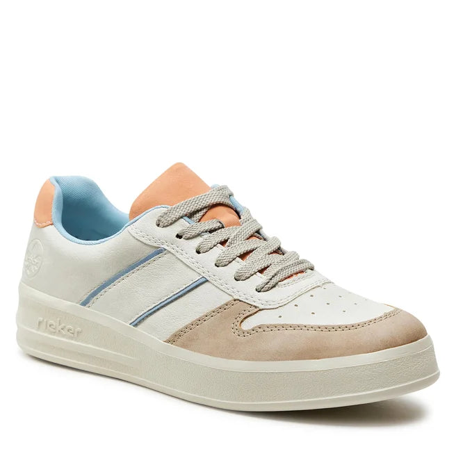 Rieker M8410-60 Ladies Swan White Lace Trainer