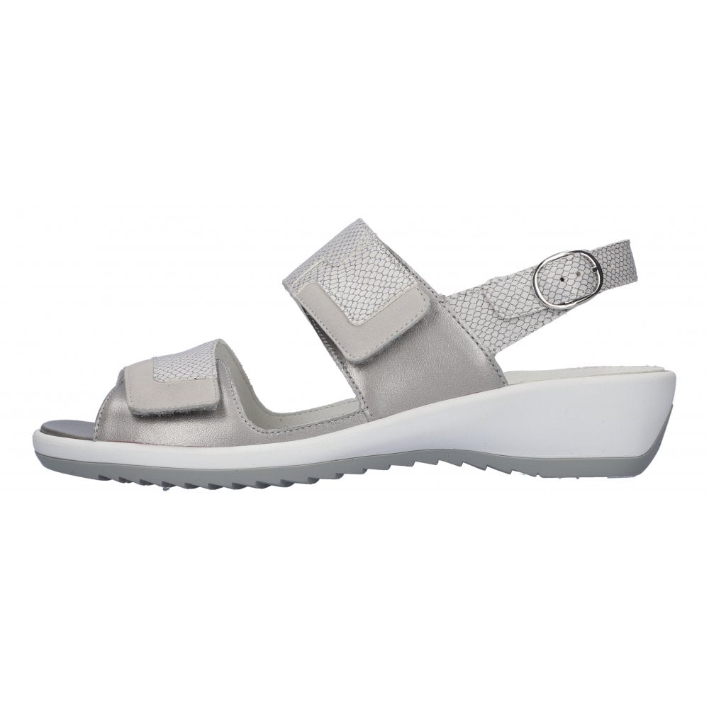 Waldlaufer 225017 402 573 Memphis Ladies Silver Velcro Sandal