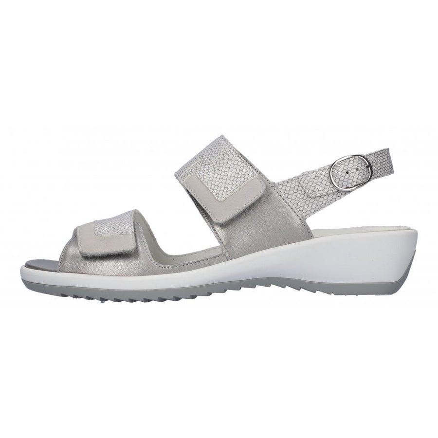 Waldlaufer 225017 402 573 Memphis Ladies Silver Velcro Sandal