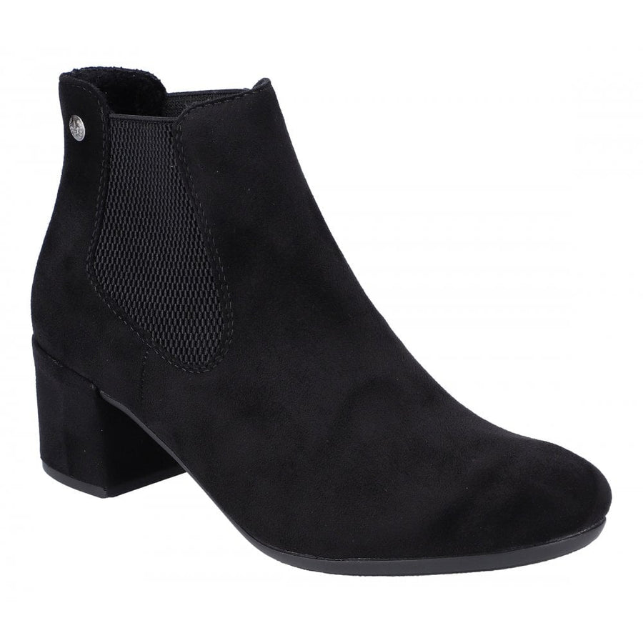 RIEKER 70284-00 Ladies Black Suede Ankle Boot