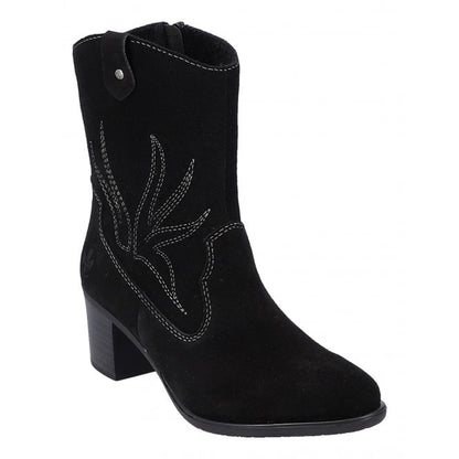 Rieker Y2057-00 Ladies Black Suede Cowboy Boot