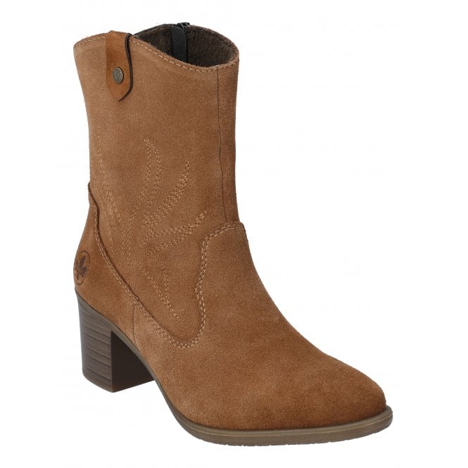Rieker Y2057-20 Ladies Suede Brown Cowboy Boot