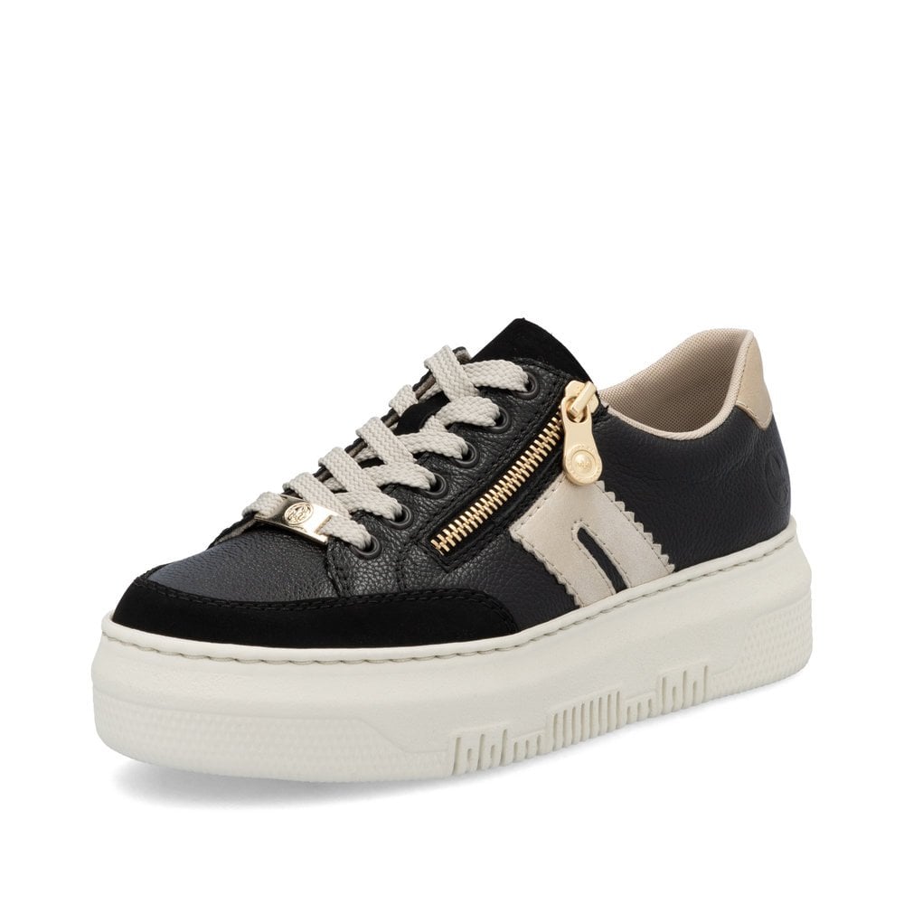 Rieker M1912-00 Ladies Black/Gold ZipTrainer