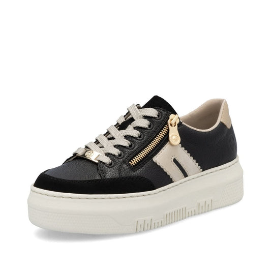 Rieker M1912-00 Ladies Black/Gold ZipTrainer