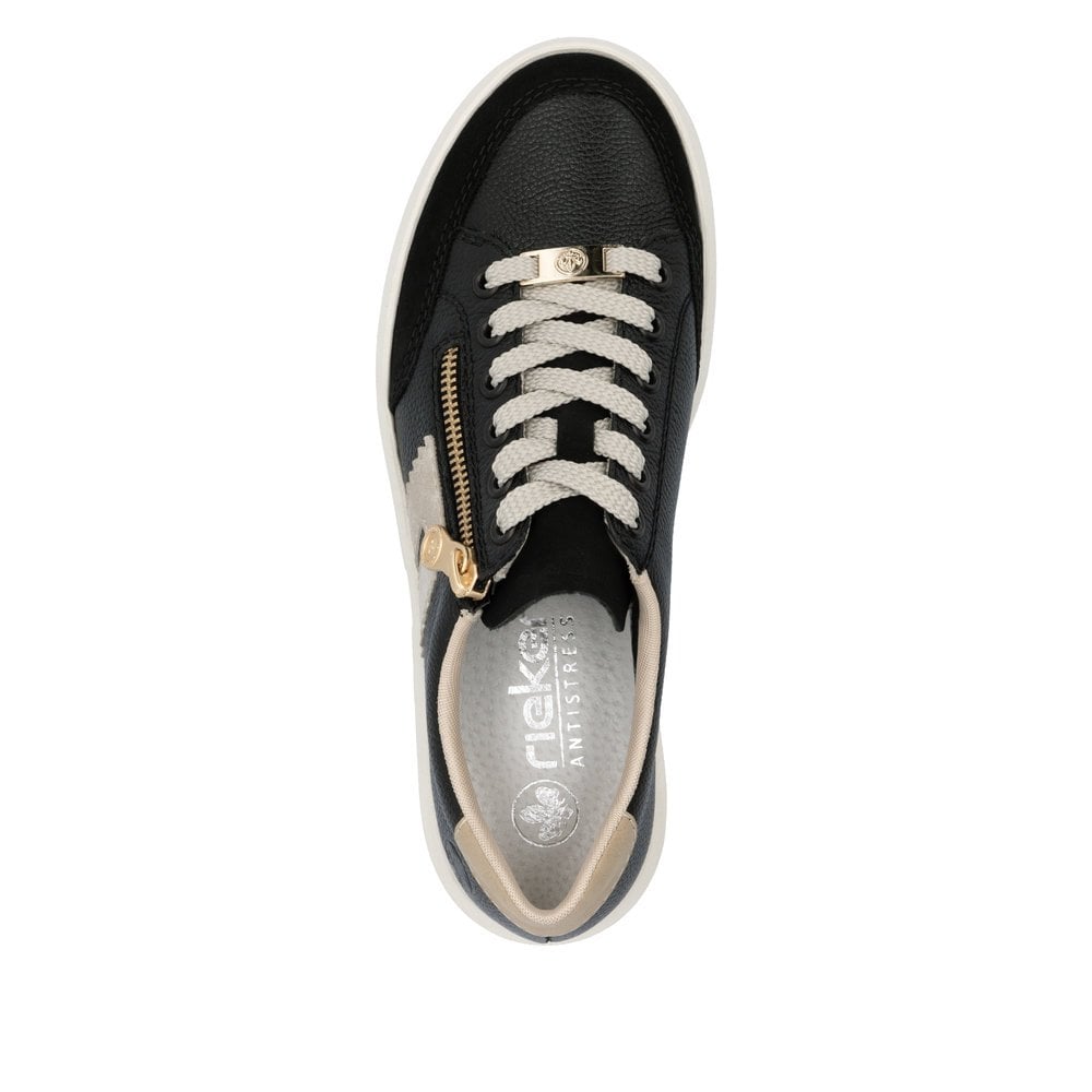 Rieker M1912-00 Ladies Black/Gold ZipTrainer