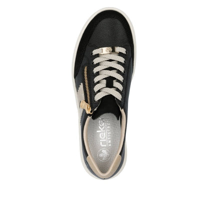 Rieker M1912-00 Ladies Black/Gold ZipTrainer