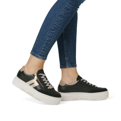Rieker M1912-00 Ladies Black/Gold ZipTrainer