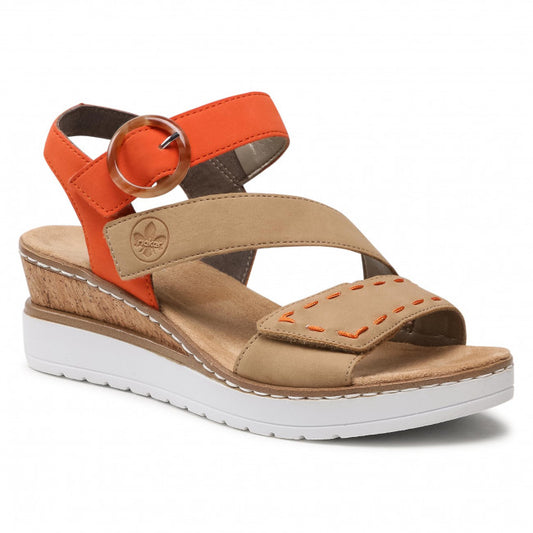 Rieker Ladies Beige Combination Sandals V38F1-60