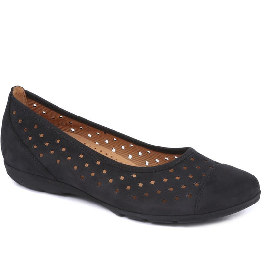 Gabor 84.169.16 Navy Nubuk Ballerina Shoe