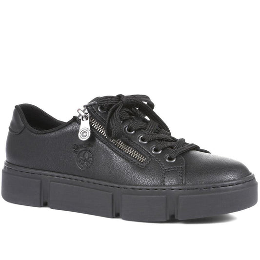 Rieker Ladies N59L1-00 Zip Trainer Nero/Black
