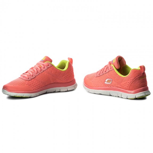 Skechers Ladies Obvious Choice Pink/Yellow Trainers 12058