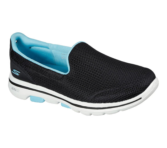 Skechers Ladies Go Walk  Fantasy Black/Turquoise Trainers 124038