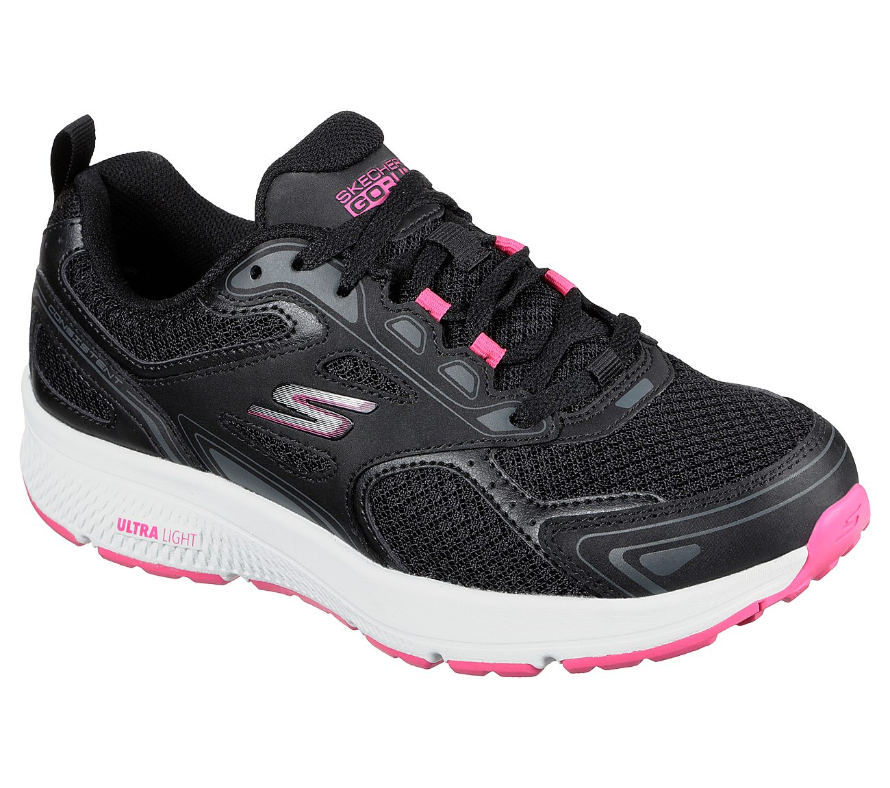 Skechers Ladies GOrun Consistent Ladies Black Trainer Shoes 128075