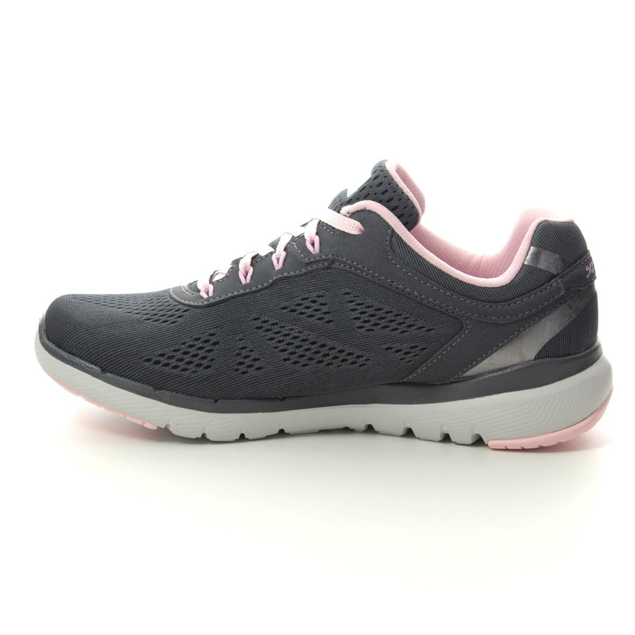Skechers Ladies Moving Fast Flex Appeal Charcoal Grey Trainers 13059