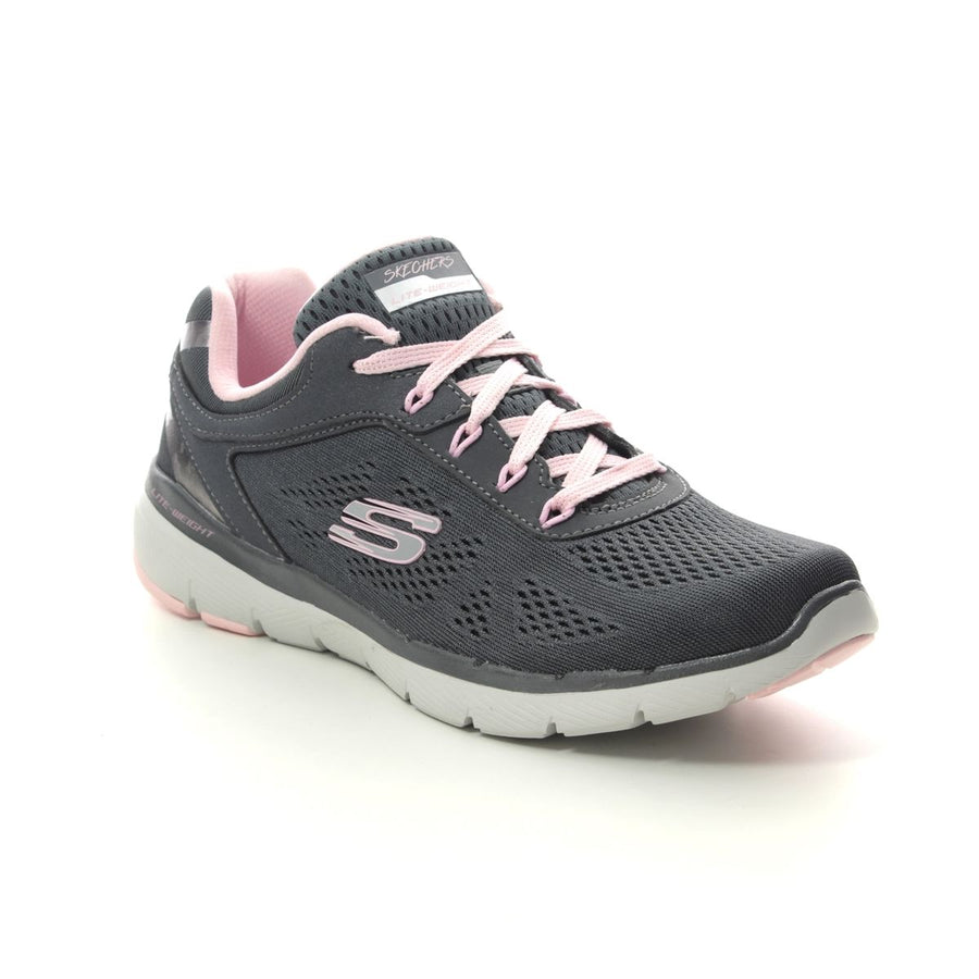 Skechers Ladies Moving Fast Flex Appeal Charcoal Grey Trainers 13059