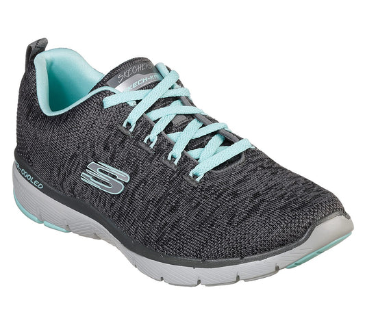 Skechers 13062 Flex Appeal 3.0 Ladies Charcoal/Light Blue